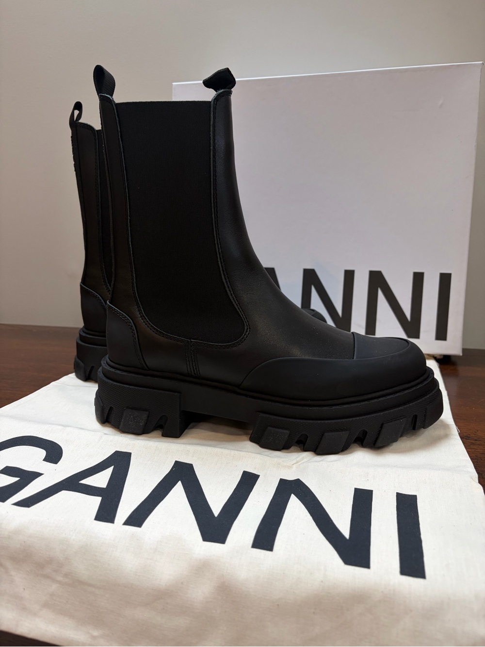Cleated Mid Chelsea Boots in Black, Brand New in Box! - Picture 5 of 5